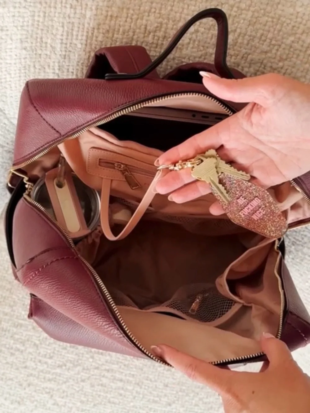 Poppy & Peonies Brand NWT Nomad Backpack in Berry. - Picture 2 of 10